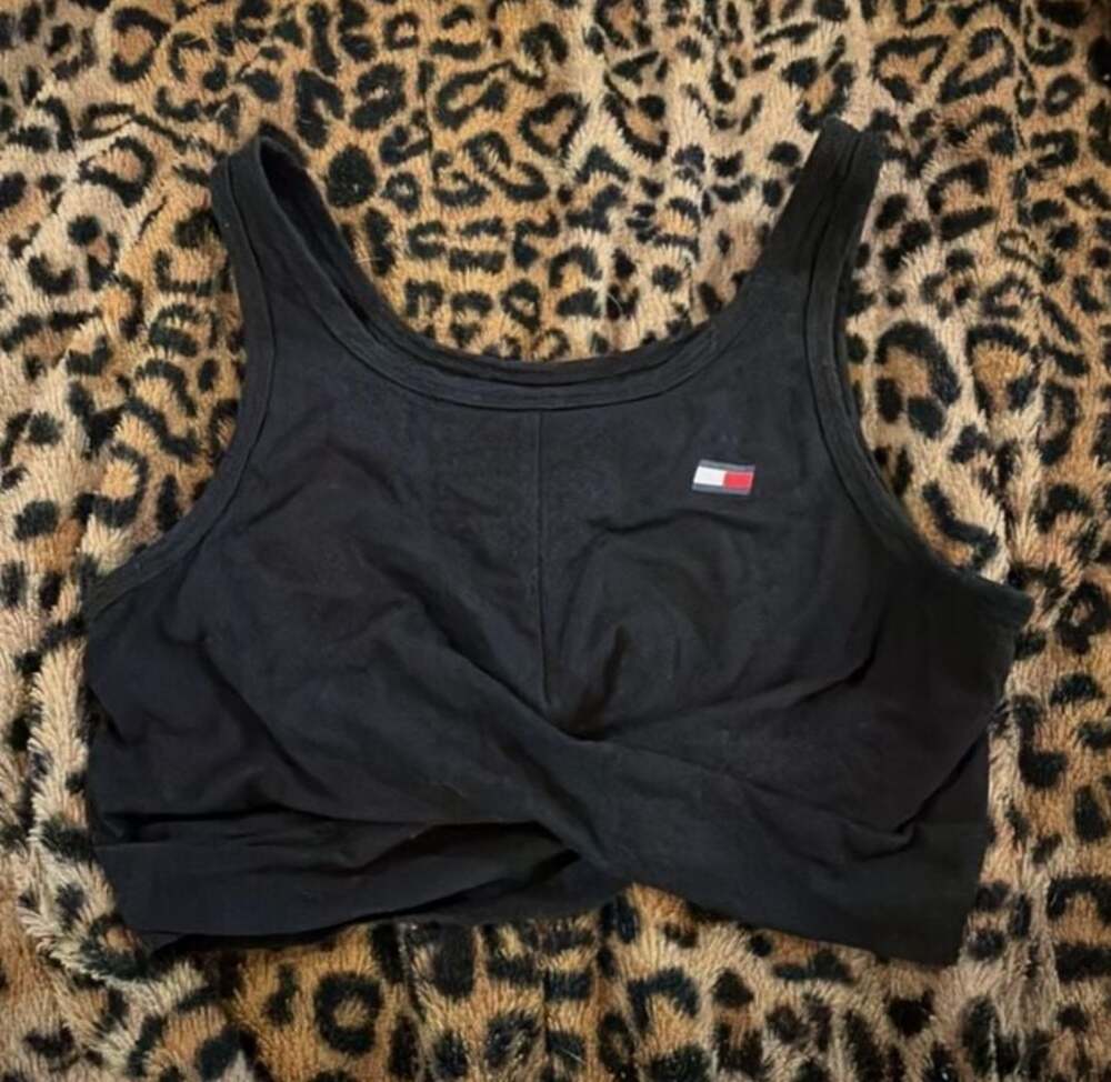 Tommy Hilfiger Sport Black Twist-Front Crop Tank Top